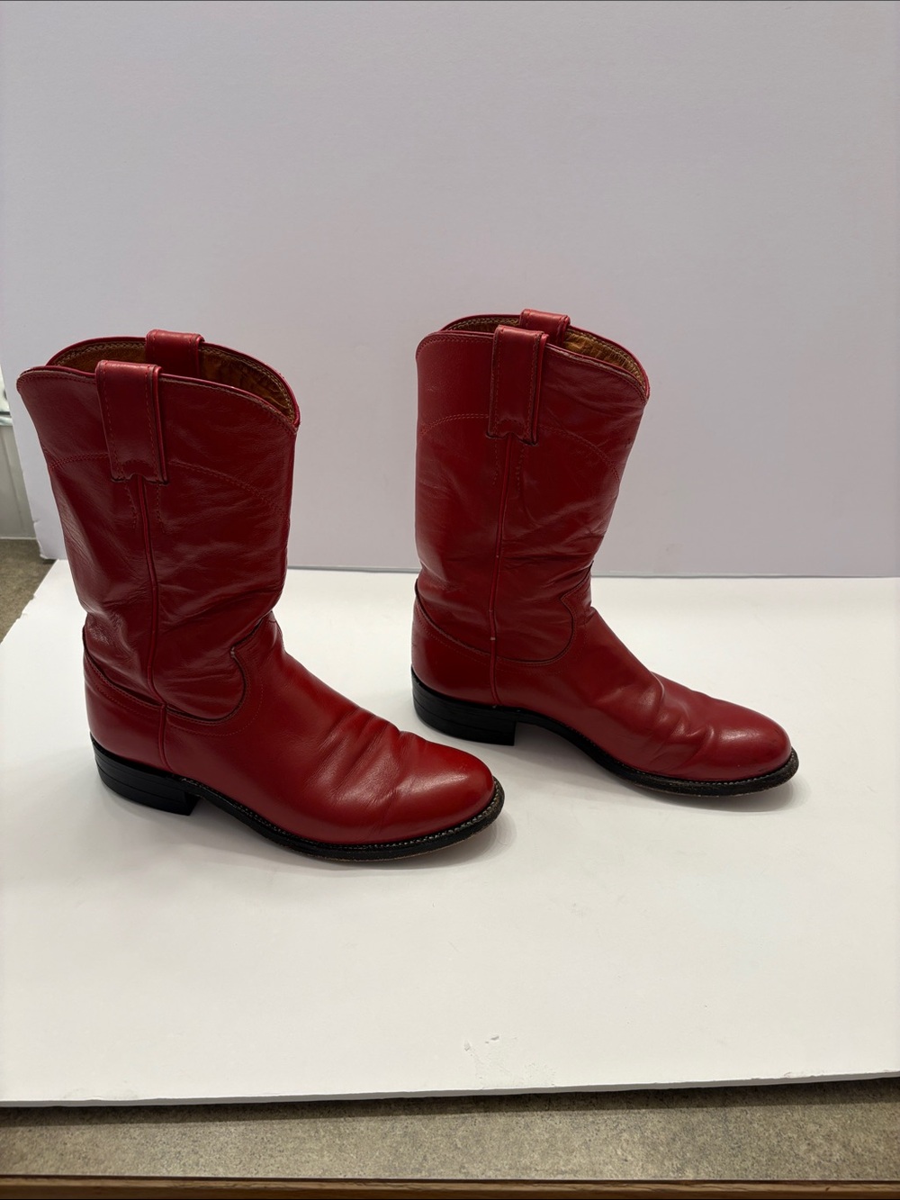 Justin Boots Red and Tan Leather Western Boot Interior